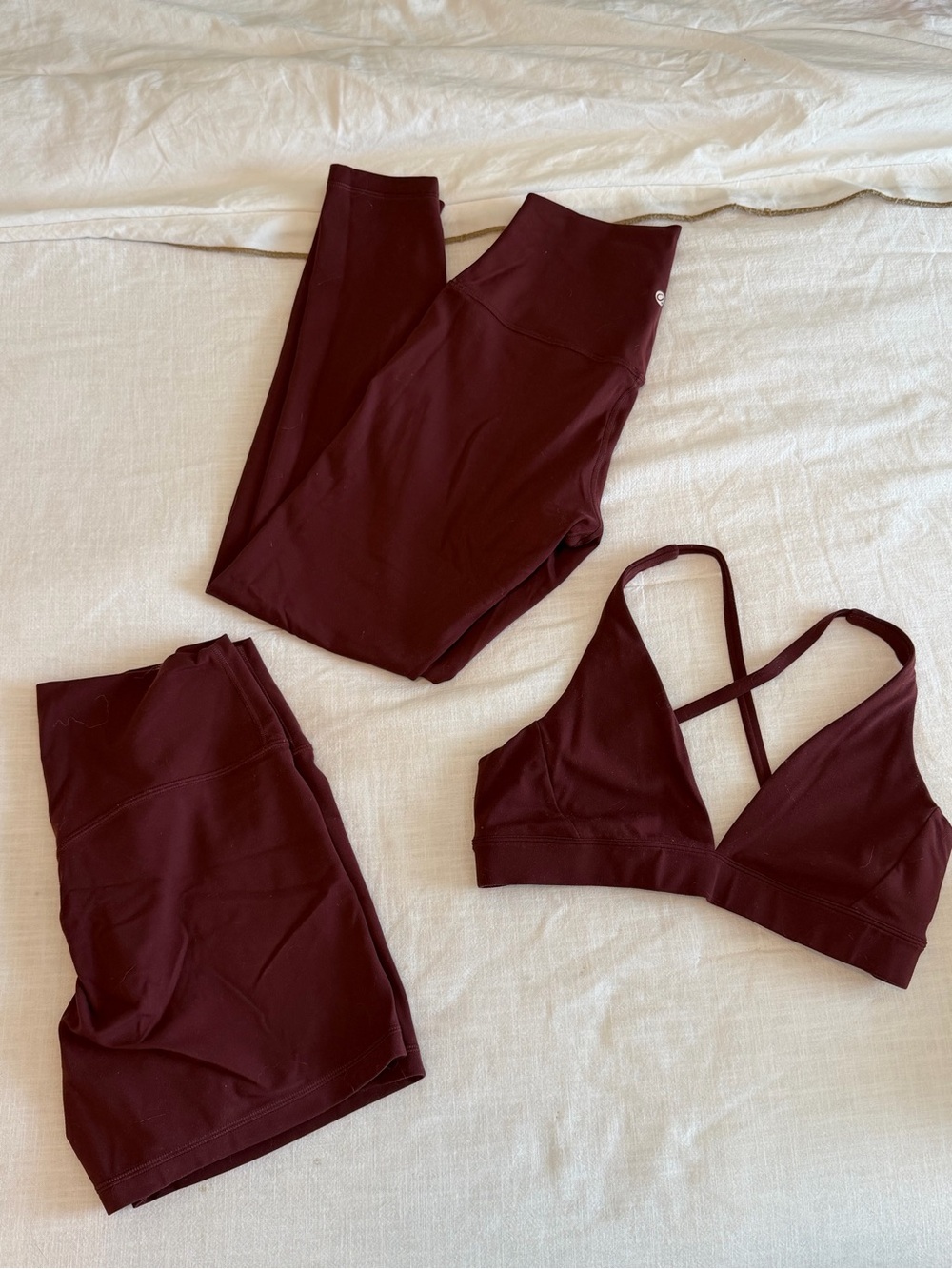 CRZ YOGA Women’s Burgundy Active Bralette and Legging Set